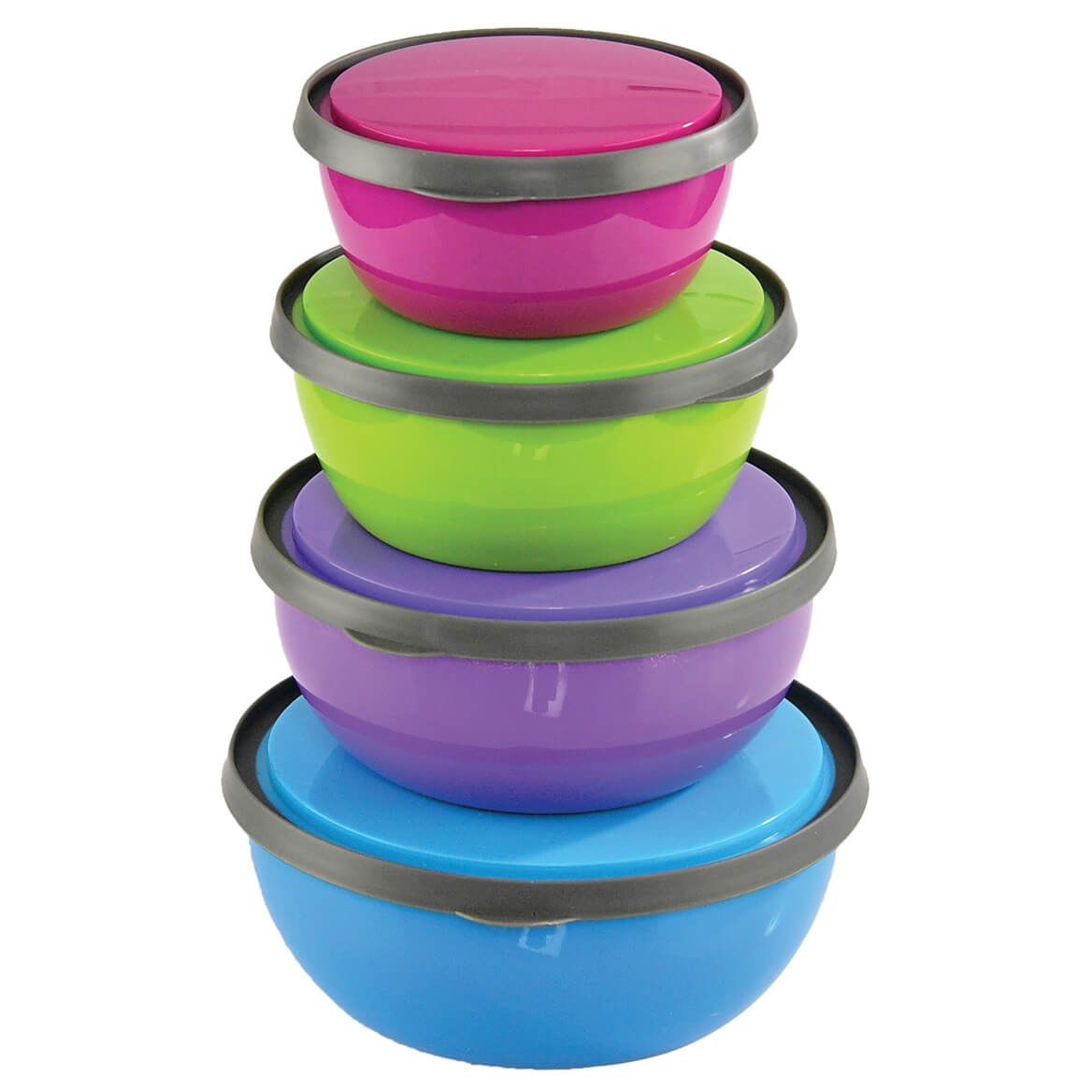 Colored Stainless Steel Bowls with Lids, Set of 4 + '-' + 376041