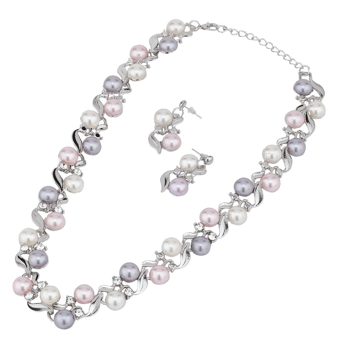 Pearl Necklace and Drop Earrings Set + '-' + 377567