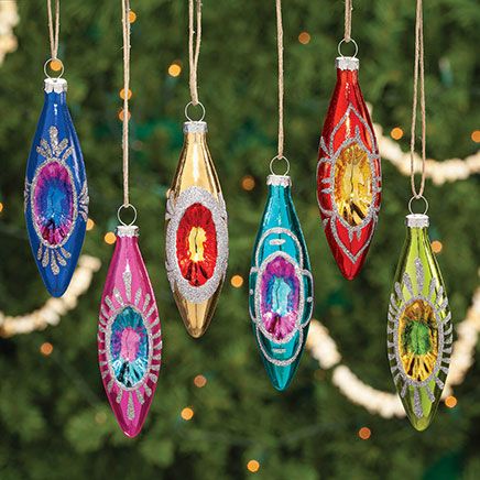 Retro-Like Glass Ornaments, Set of 6-378021