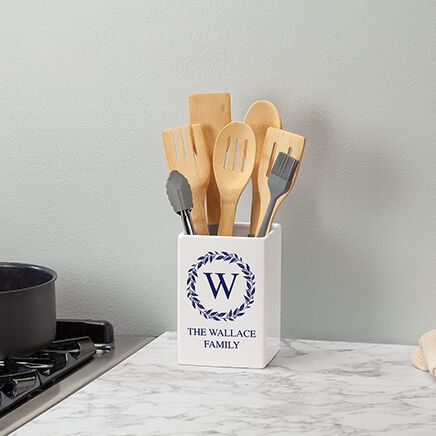 Personalized Wreath Initial and Name Square Crock-378137