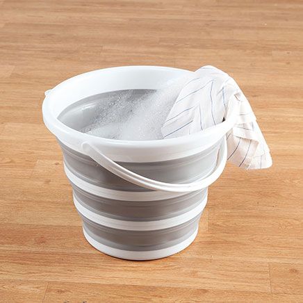 Collapsible Round Buckets with Handles by LivingSURE™, Set of 2-378375