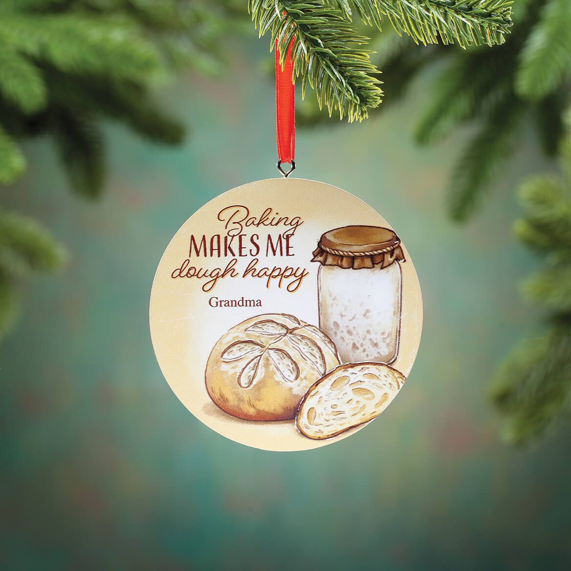 Personalized Baking Makes Me Dough Happy Ornament + '-' + 378677