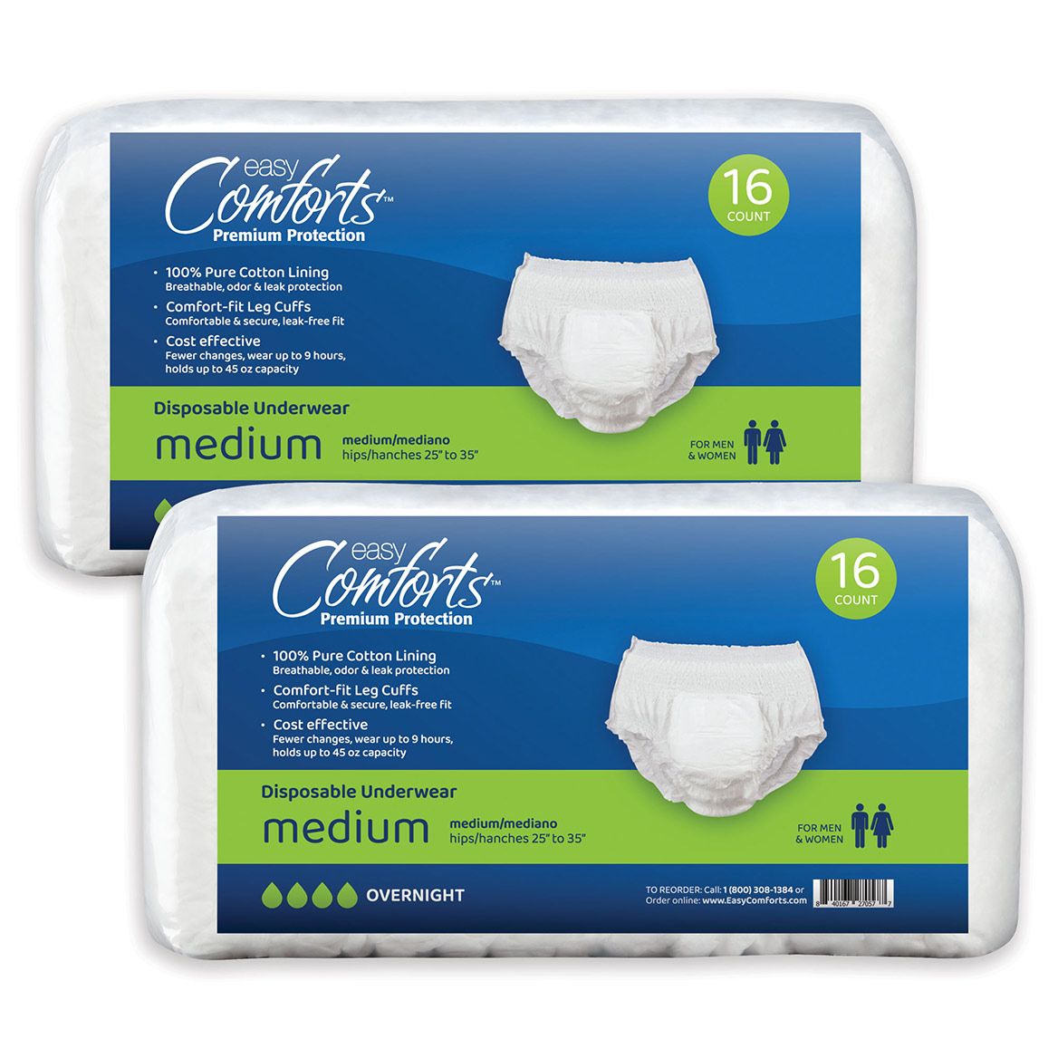 Confidence by EC™ Medium Absorbent Underwear Pkg, Set of 2 + '-' + 378944