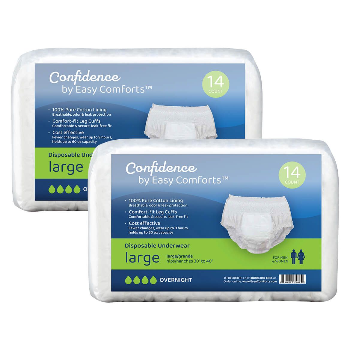Confidence by EC™ Large Absorbent Underwear Pkg, Set of 2 + '-' + 378945