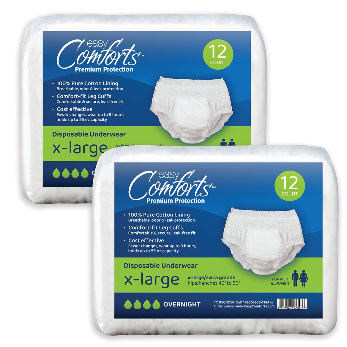 Easy Comforts™ Premium Protection XL Absorbent Underwear Pkg., Set of 2 + '-' + 378946