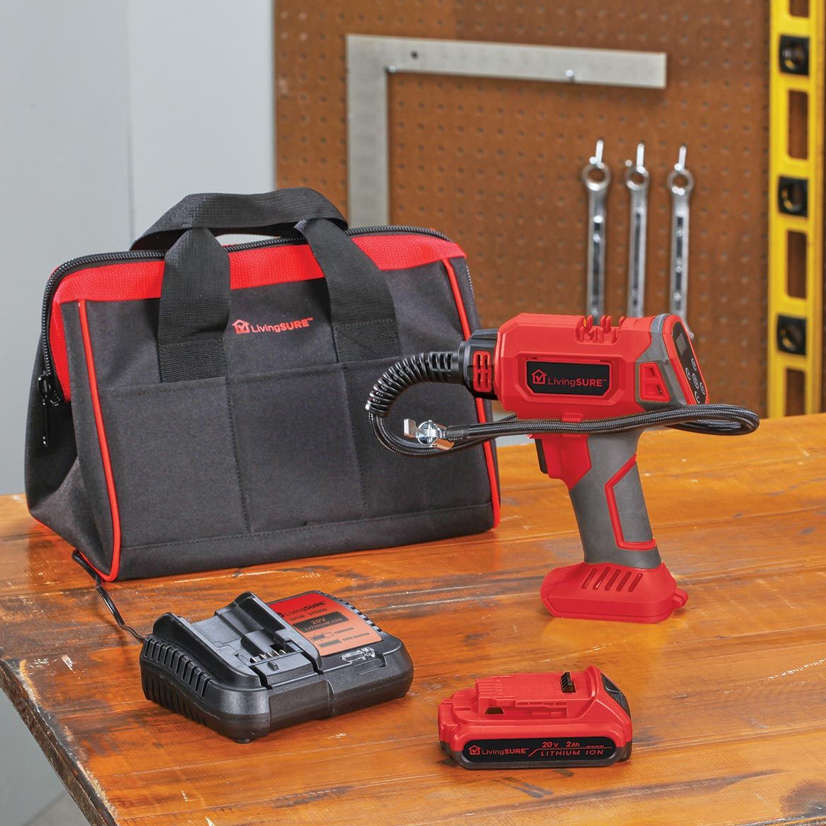 Air Compressor, Battery, Charger and Bag Set by LivingSURE™ + '-' + 379005