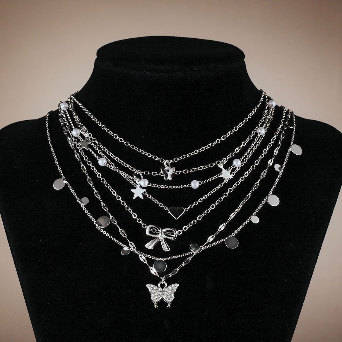 7-Piece Elegant Silver-Plated Necklace Set + '-' + 379408