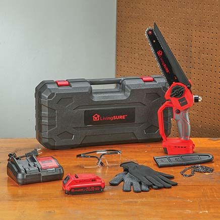8" Chainsaw, Battery, Charger and Bag Set By LivingSURE™-380217