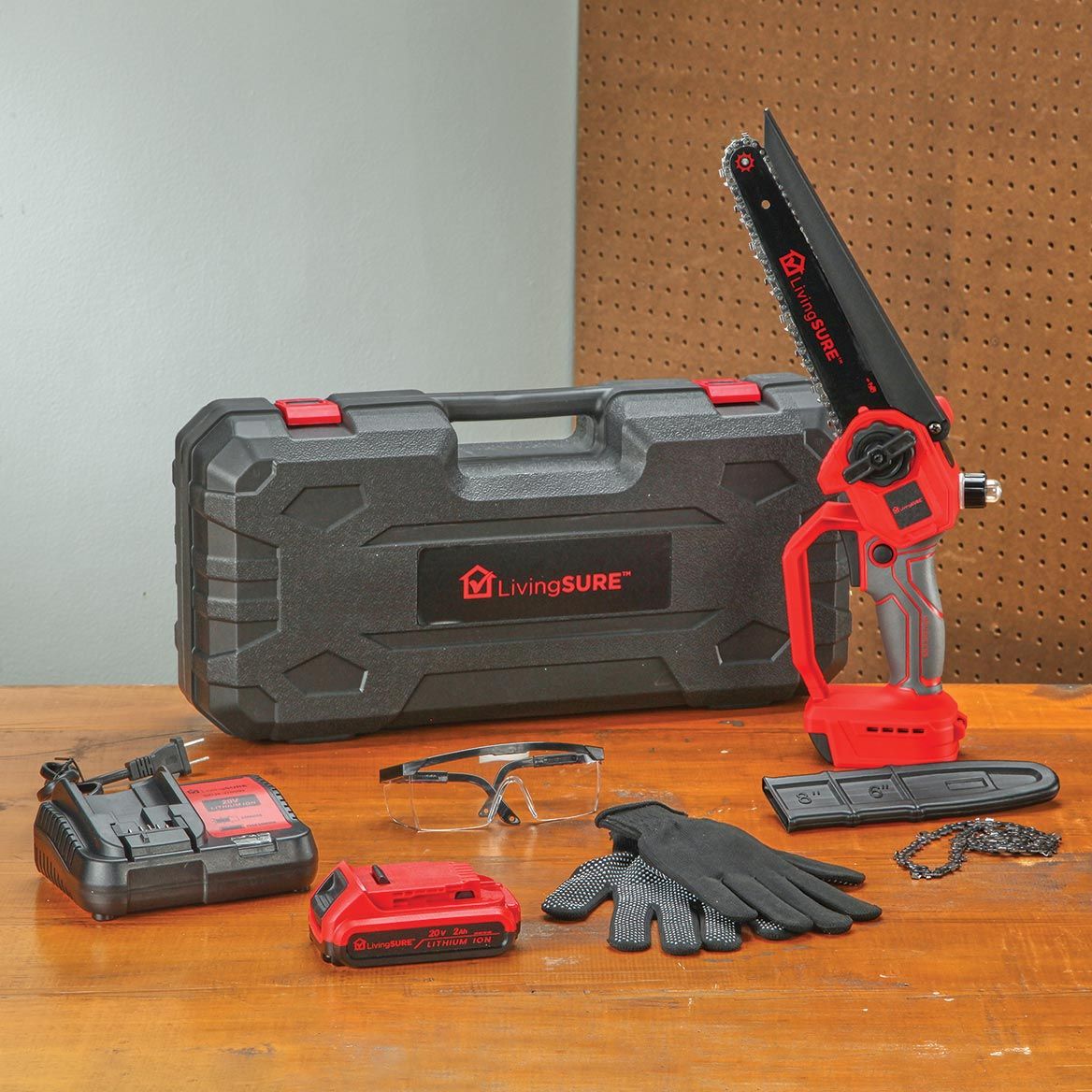 8" Chainsaw, Battery, Charger and Bag Set By LivingSURE™ + '-' + 380217