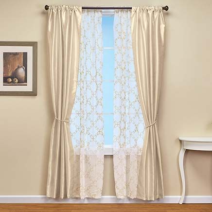 View product details for 6-Piece Lustrous Faux Silk Window Curtain Set