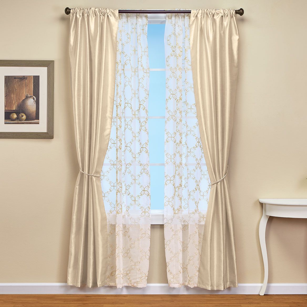 6-Piece Lustrous Faux Silk Window Curtain Set