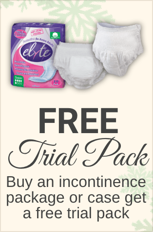 Free trial pack when you buy an incontinence package or case