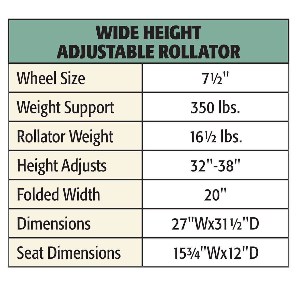 Lumex Walkabout Wide Height-Adjustable Rollator-352816