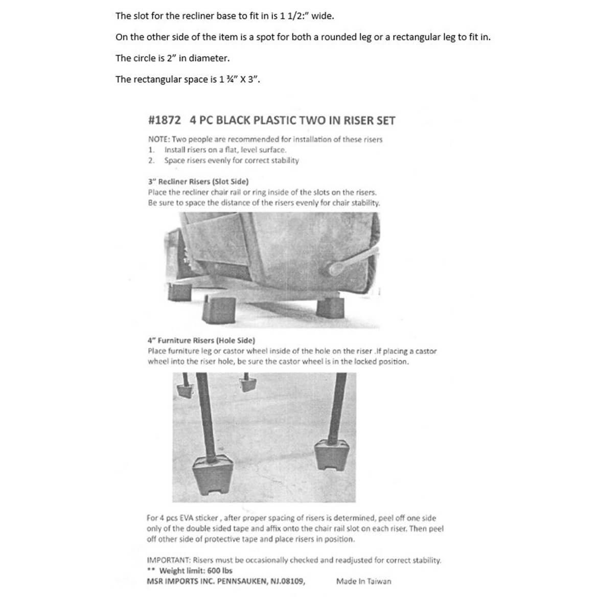 Recliner Risers, Set of 4-359614