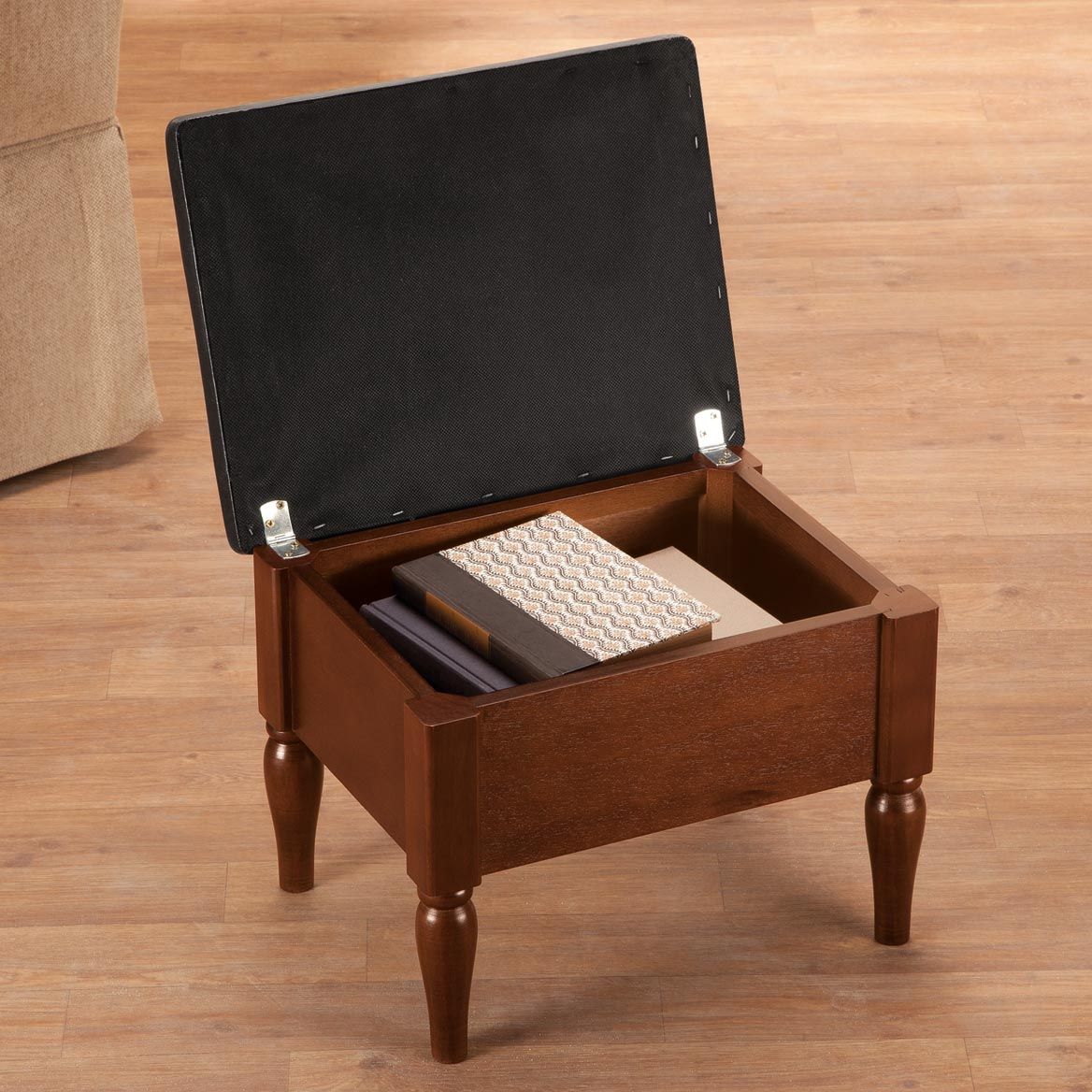 Faux Leather Wooden Foot Rest with Storage by OakRidge™-359694