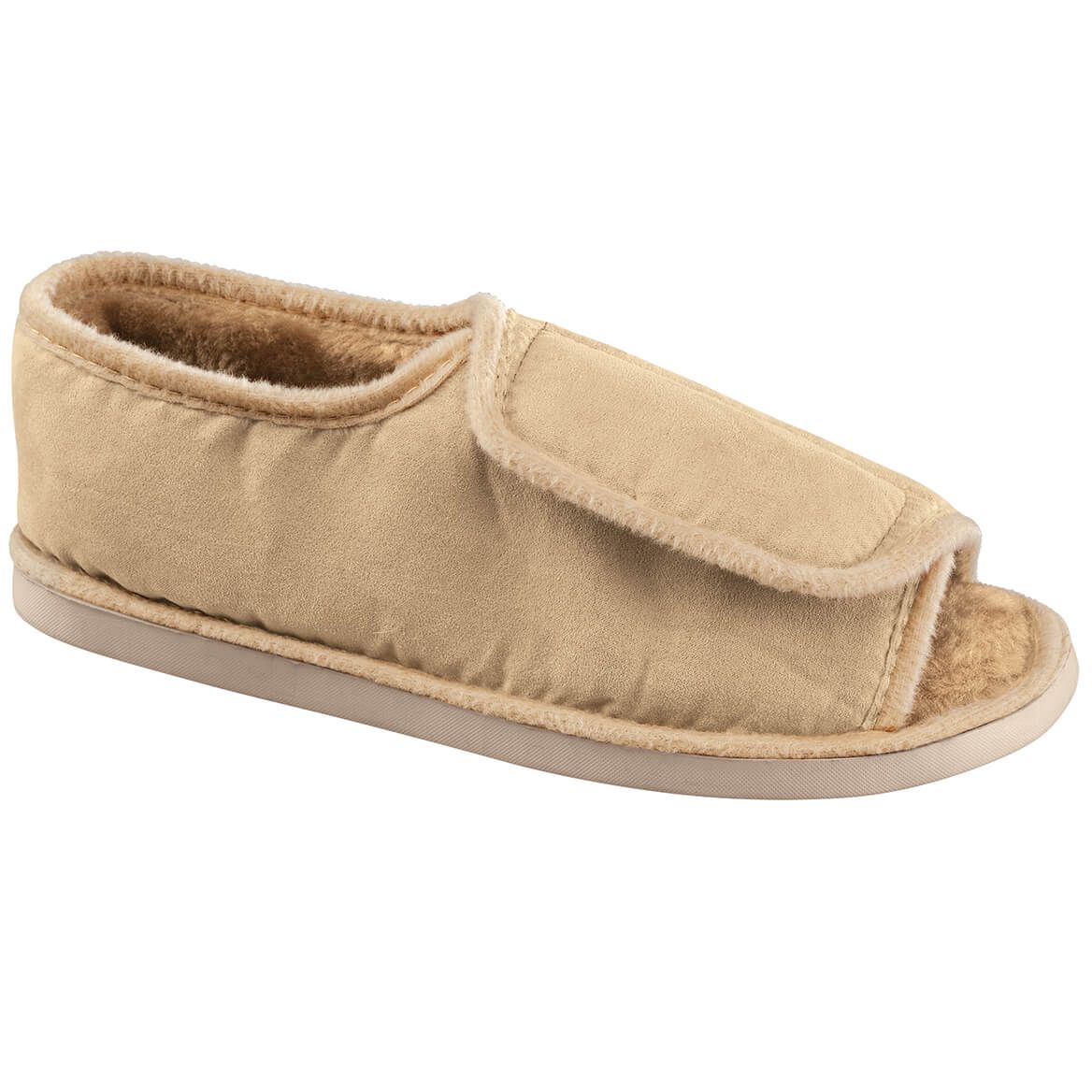 Silver Steps™ Adjustable Open Toe Faux Fur Slippers-372003