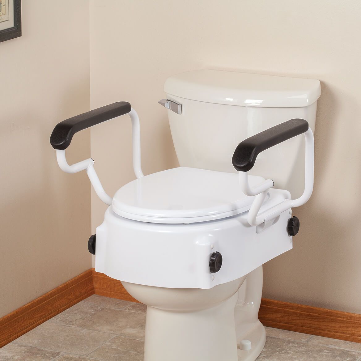 LivingSURE™ Adjustable Raised Toilet Seat with Arms-372965