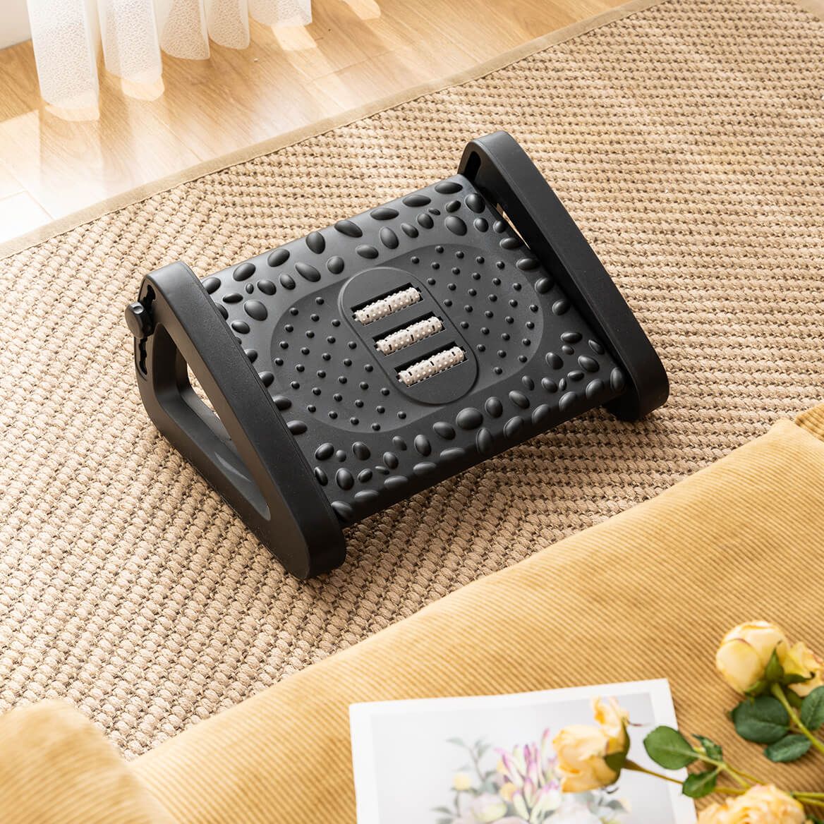 Adjustable Foot Rest with Massage Roller-373788