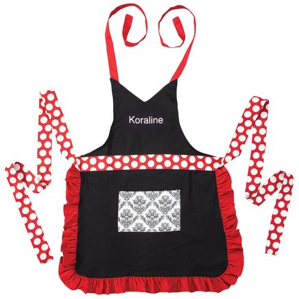Personalized Black Damask and Dots Apron-374200