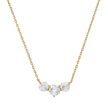 Cubic Zirconia 3-Stone Pendant Necklace-375907