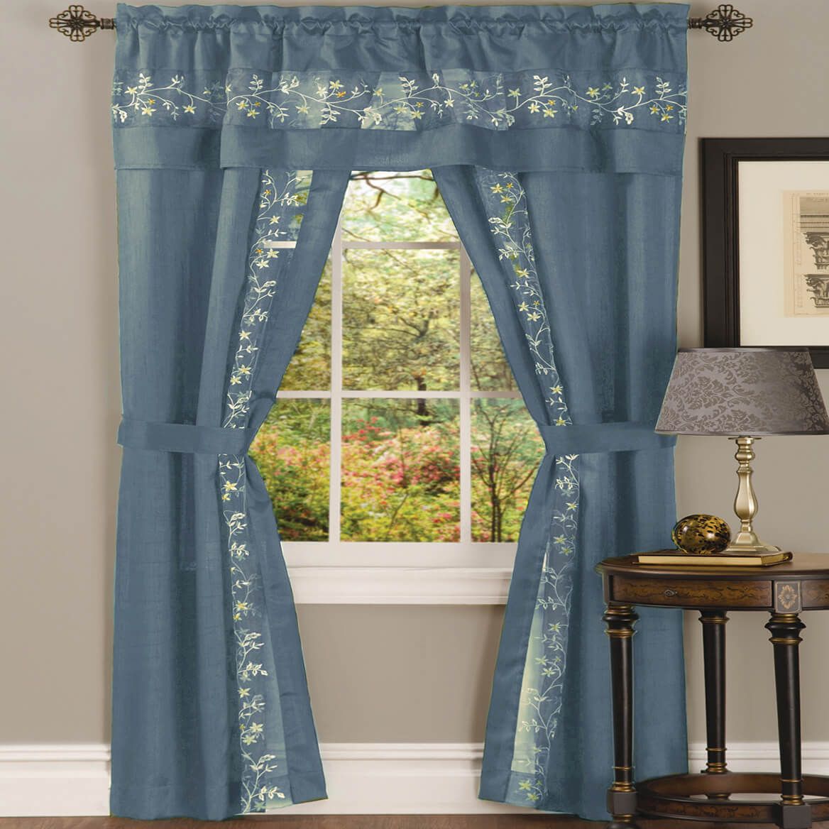 5-Piece Fairfield Embroidered Curtain Set-375965