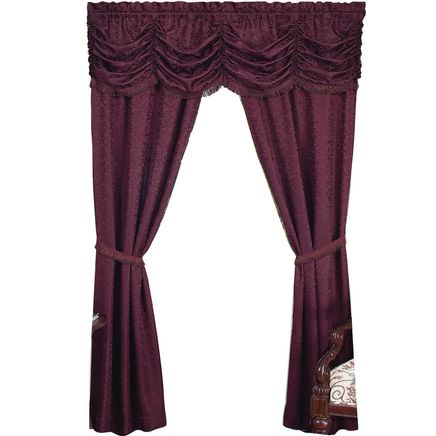 5-Piece Panache Jacquard Damask Curtain Set-375966