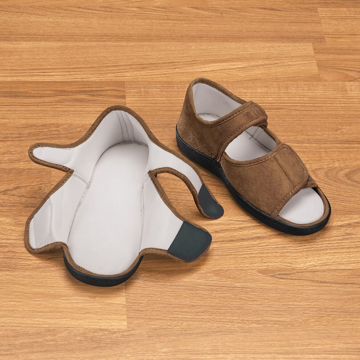 Silver Steps™ Brown Adjustable Memory Foam Slippers-376447