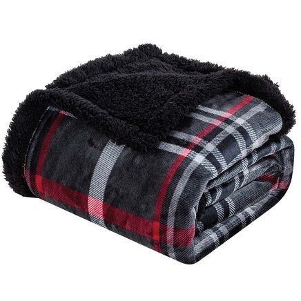 View product details for Midnight Plaid Sherpa Plush Throw
