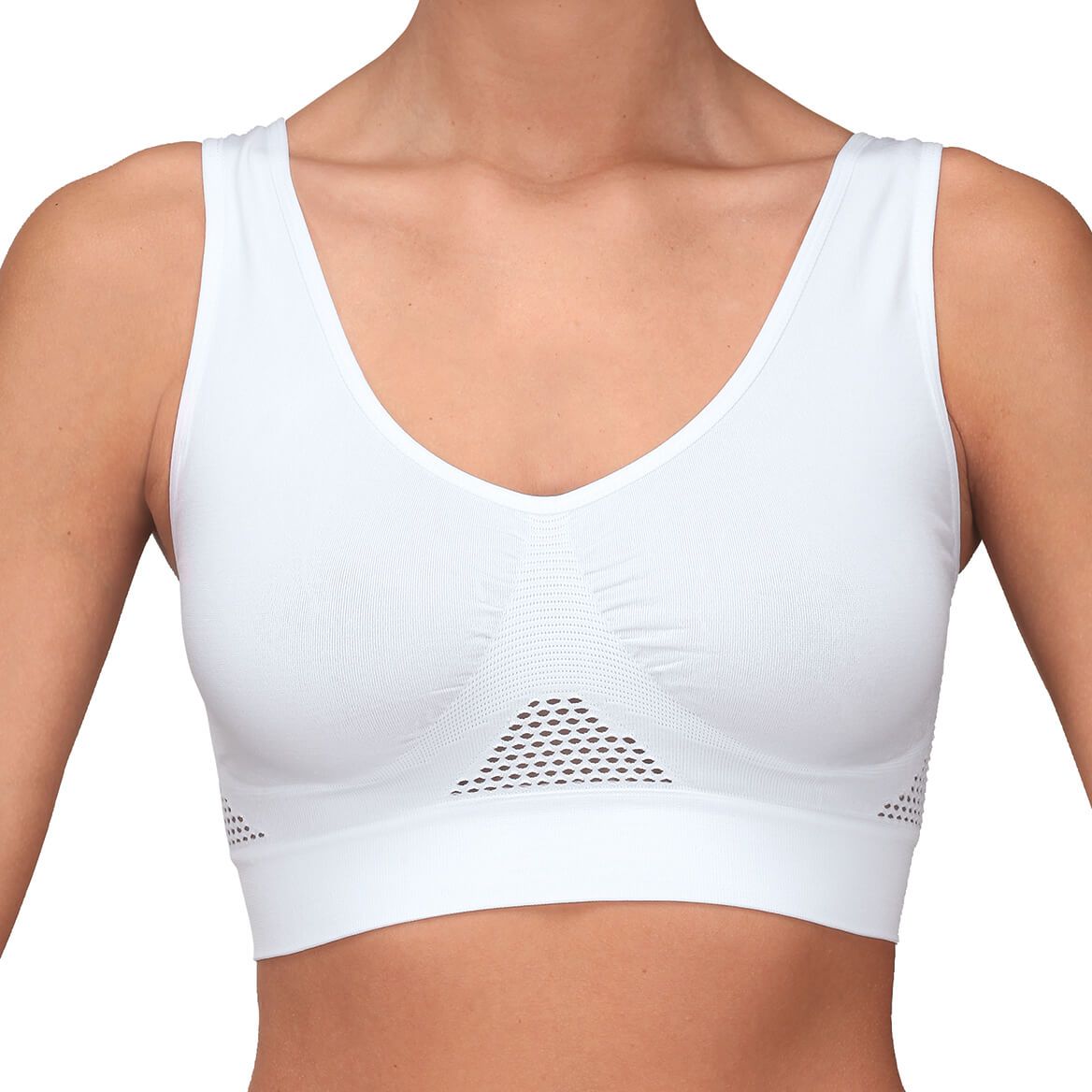 Seamless Support Wireless Comfort Bra - Breathable Mesh Design,  Anti-Chafing, Removable Pads, & Versatile Stretch Sports Freedom Bra -  White - X-Large