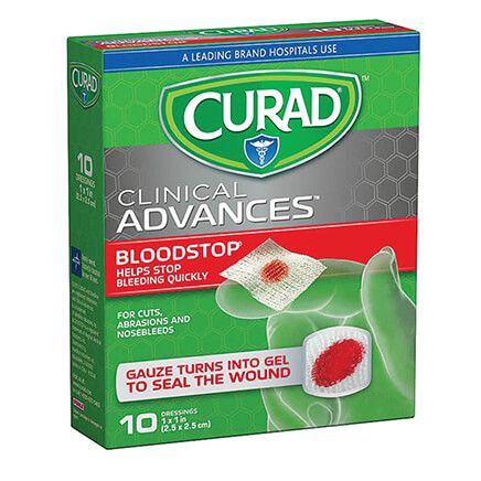 Curad® Blood Stop Gauze Packets 1"x 1", 10 Count-355325