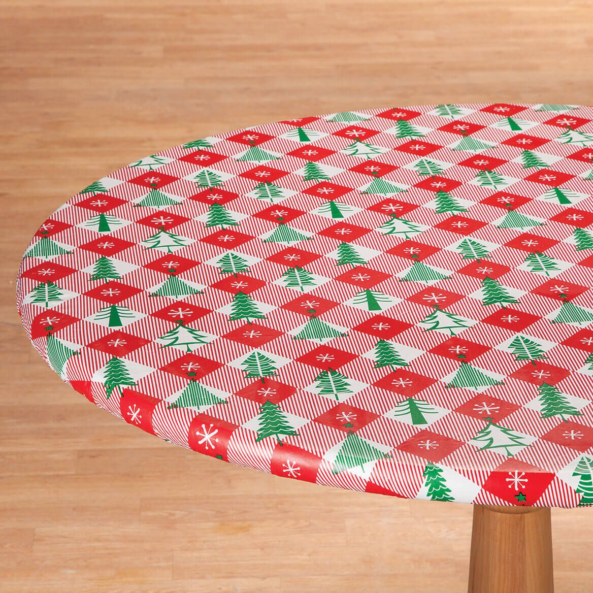 Vintage Holiday Tree Elasticized Vinyl Table Cover by Chef's Pride™ + '-' + 368354