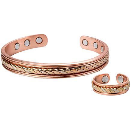 Copper Tritone Magnetic Cuff and Ring Set-368393