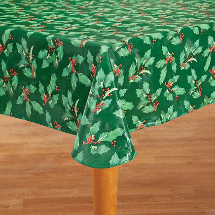 Holly Holiday Vinyl Table Cover by Chef's Pride™-370742