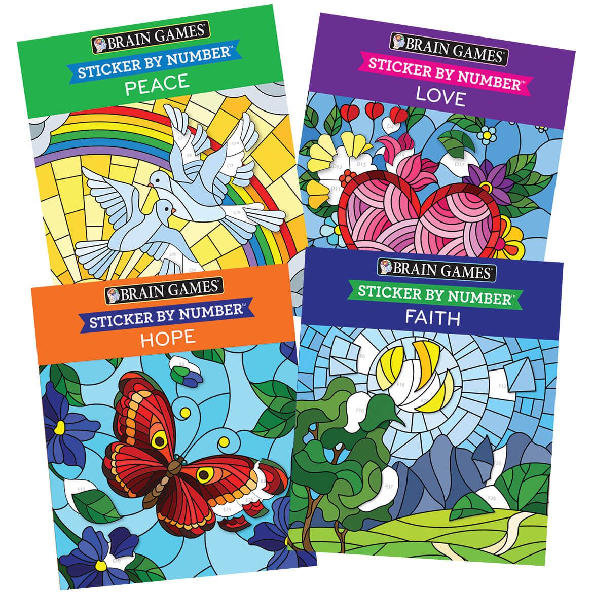 Brain Games® Sticker By Number Faith Books Set of 4 + '-' + 371358