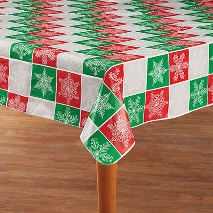 Snowflake Plaid Vinyl Table Cover by Chef's Pride™-372390