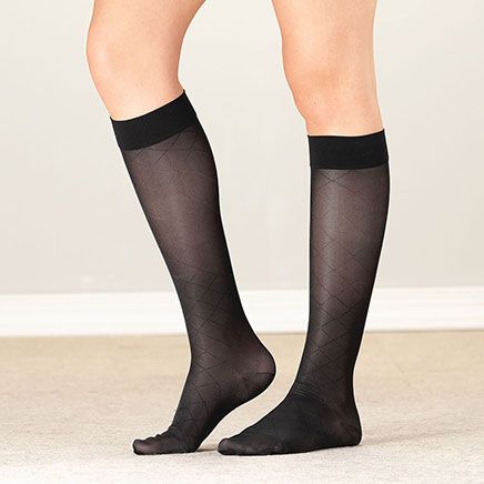 Silver Steps™ Sheer Compression Diamond Knee Highs 15-20 mmHg-372584