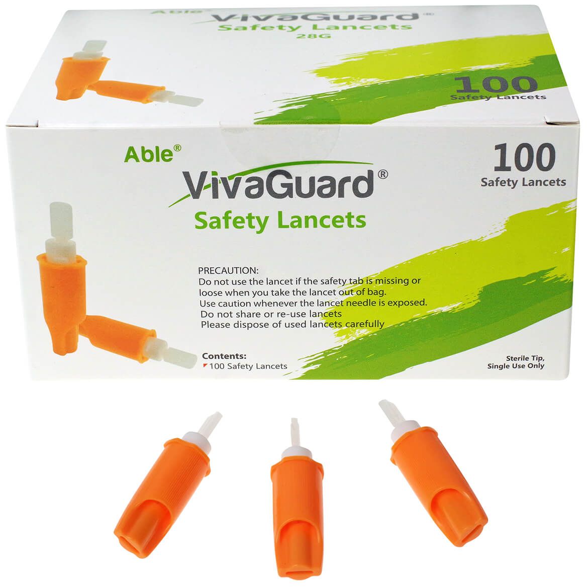 Able™ VivaGuard™ 28G Safety Lancets, Set of 100 + '-' + 373369