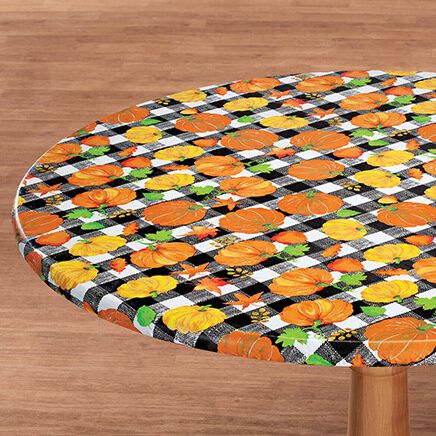 Pumpkin Plaid Elasticized Vinyl Table Cover by Chef's Pride™-373916