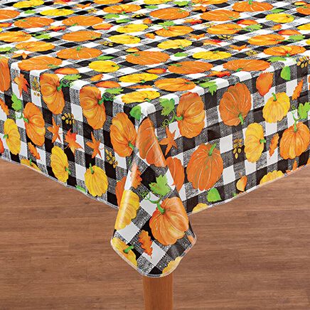 Pumpkin Plaid Vinyl Table Cover by Chef's Pride™-373917