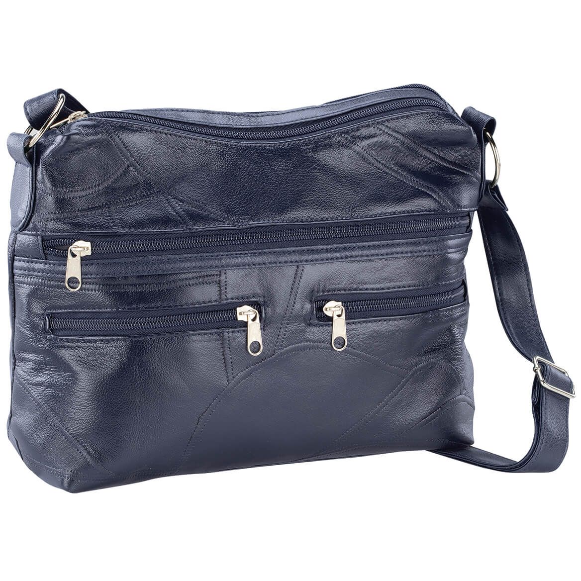 Navy Patch Leather Shoulder Bag - Ladies Purse - Easy Comforts