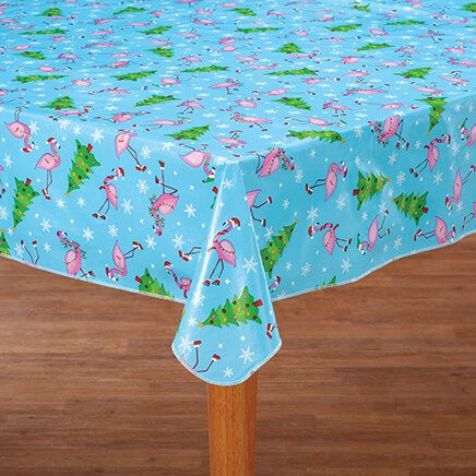 Festive Flamingos Vinyl Table Cover By Chef's Pride™-375928