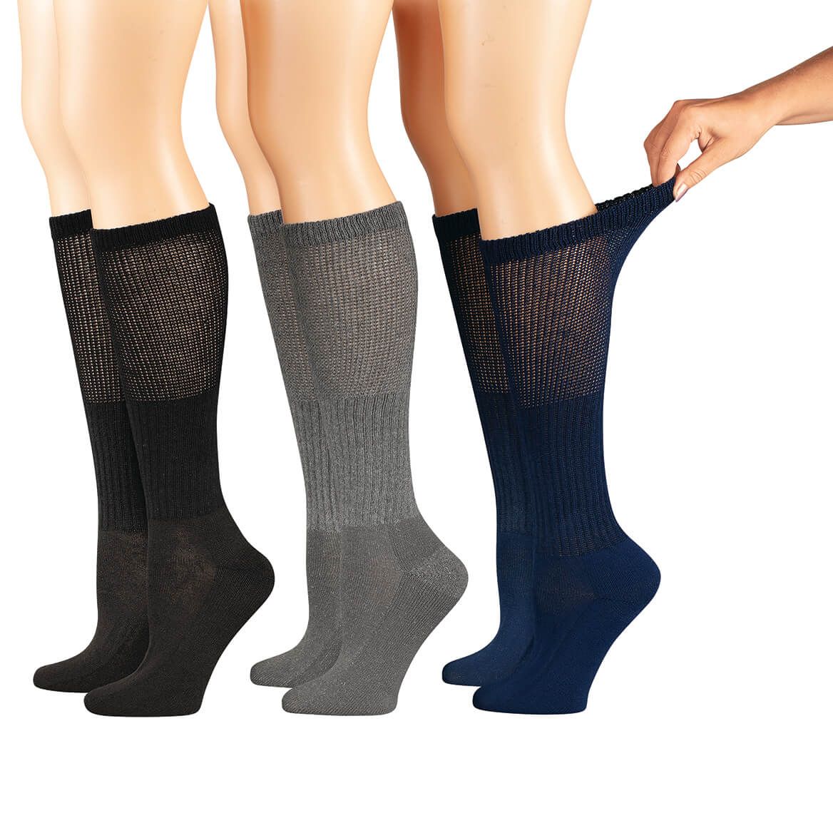 Extra-Wide Diabetic Socks by Silver Steps™, 3 Pairs + '-' + 376558