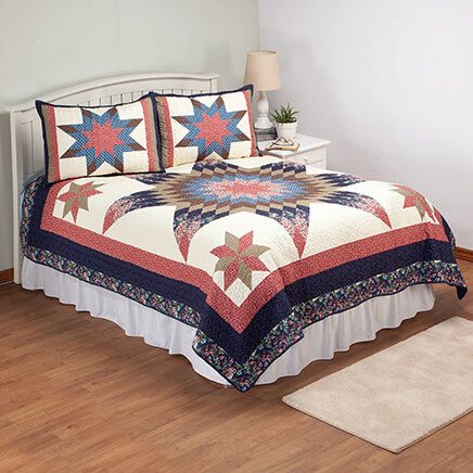 3-Piece Prairie Diamond Star Quilt Set-376598