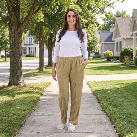 View product details for Women's Creased Ponte Pull-On Pants