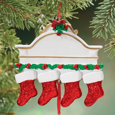 Christmas Mantel with 4 Stockings Ornament-334744