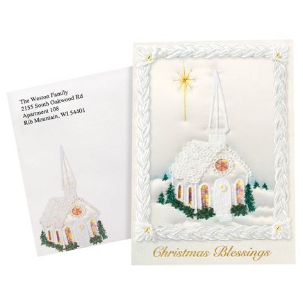 Personalized Satin Chapel Christmas Card Set of 20-342404