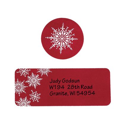 Large Print Red Snowflake Label and Envelope Seals - Sets of 250-346826