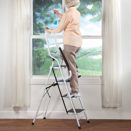Folding Four Step Ladder with Handrails by LivingSURE™    XL-354173