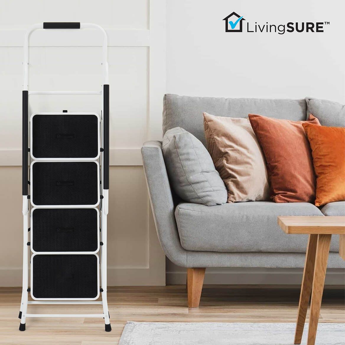 Folding Four Step Ladder with Handrails by LivingSURE™    XL-354173