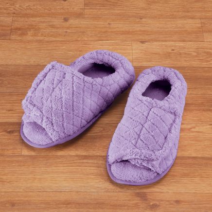 Quilted Chenille Adjustable Toe Slippers-355563